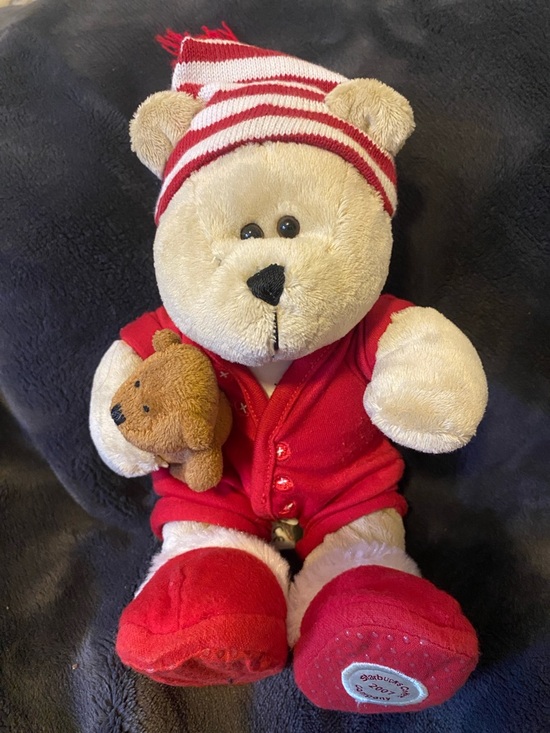 Starbucks Other - Starbucks 2007 Plush Bear in Red Holiday Outfit with Striped Hat